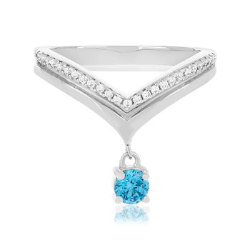 Bague argent 925 et zirconias bleu et blanc