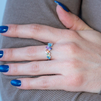 Bague argent 925 et zirconias multicolores