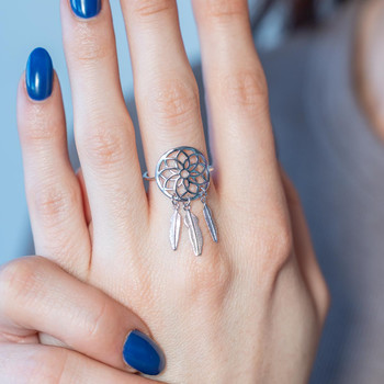Bague argent 925 motif attrape rêve