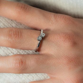 Bague argent 925 et zirconias motif coeur