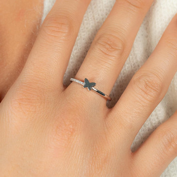 Bague argent 925 et zirconias motif papillon