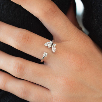 Bague argent 925 et zirconias ouverte