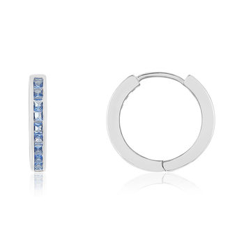 925 silver hoop earrings with blue imitation stones