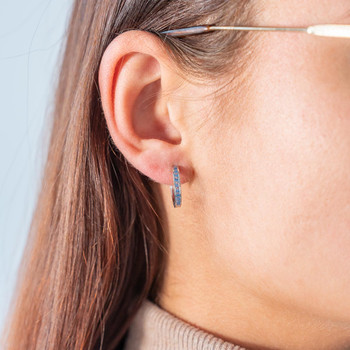 925 silver hoop earrings with blue imitation stones