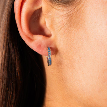 925 silver hoop earrings with blue imitation stones