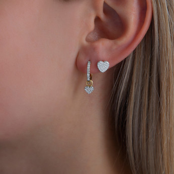 Boucles d'oreilles argent 925 et zirconias motif coeur