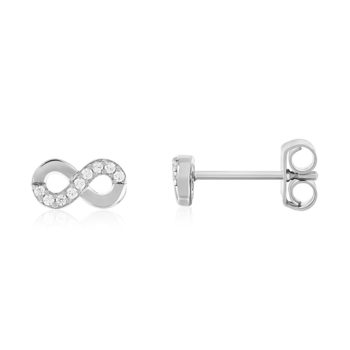 Boucles d'oreilles argent 925 et zirconias motif infini
