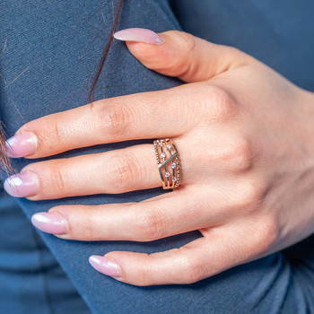 Bague plaqué or jaune et zirconias