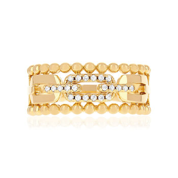 Bague plaqué or jaune et zirconias