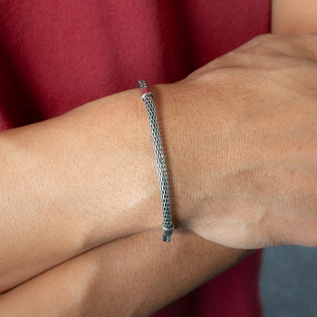Bracelet argent 925 vieilli maille fantaisie 20cm