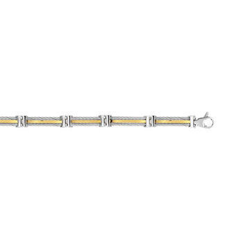 Bracelet or 750 jaune acier câbles 20 cm