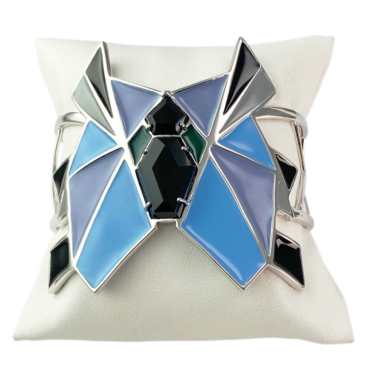 Manchette or 750 blanc onyx et laque - vue 2