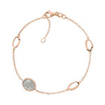 Bracelet or 750 rose quartz fumé