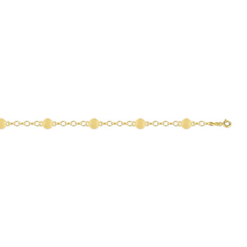 Bracelet or 750 jaune maille boules granitées 18,5 cm