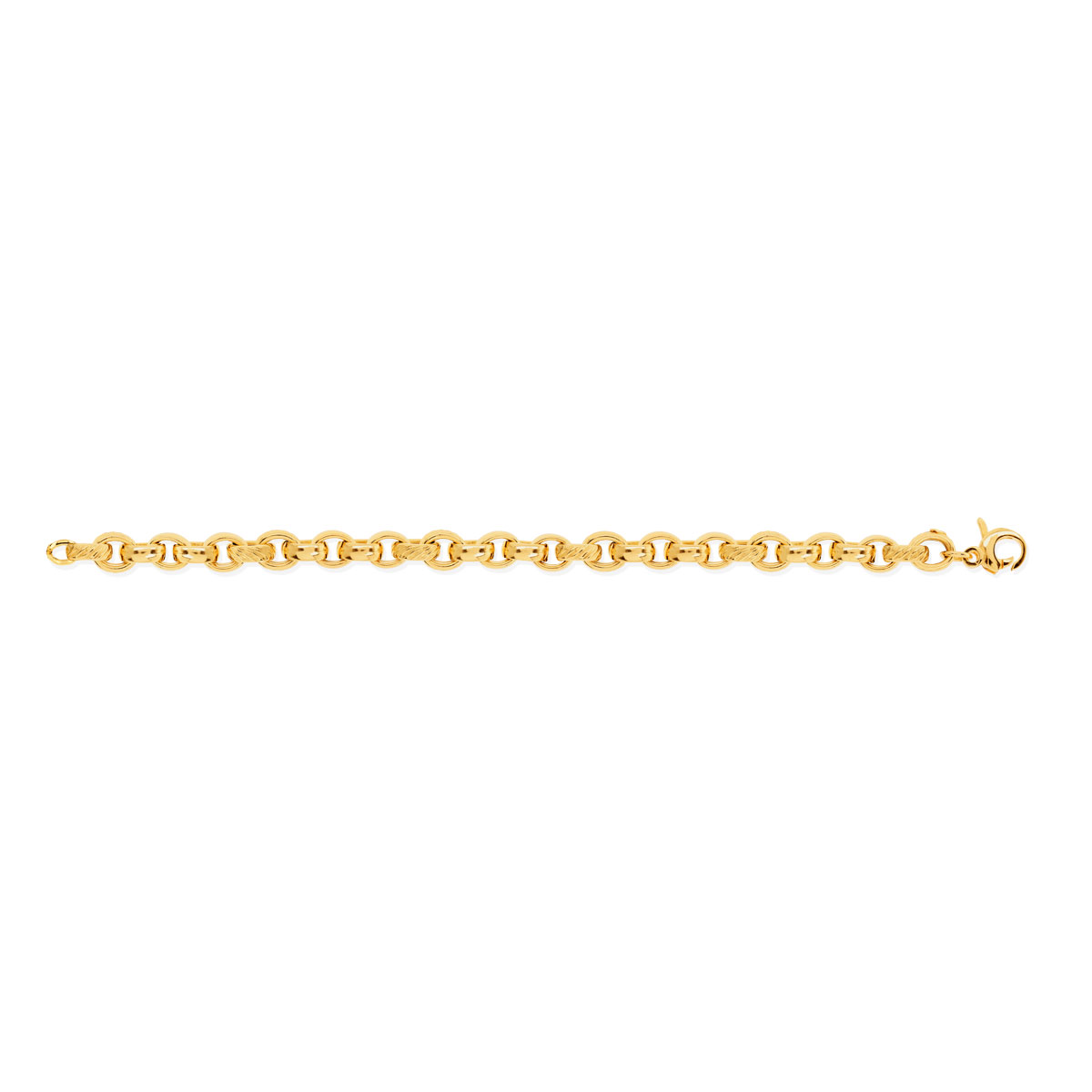 Bracelet or 750 jaune mailles ovales alternées 18 cm - vue D1