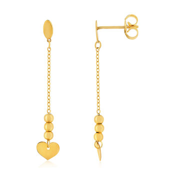 Boucles d'oreilles or 750 jaune pendants coeurs