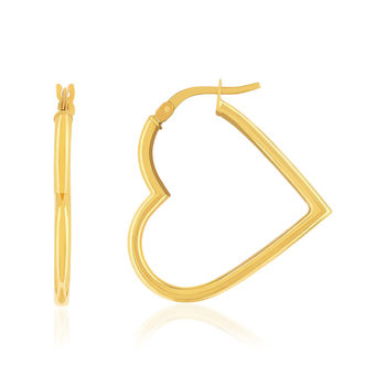 Créoles or 750 jaune coeurs 26 mm