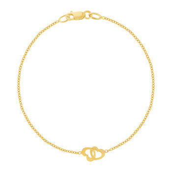 Bracelet or 750 jaune motif coeur 18cm