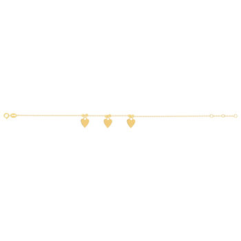 Bracelet or 750 jaune motif coeur 19cm
