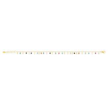 Bracelet or 375 jaune pierres synthétiques multicolores 19cm