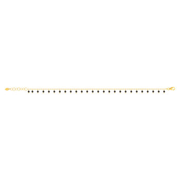 Bracelet or 375 jaune pierres synthétiques noires 19cm