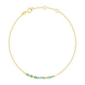 Bracelet or 375 jaune pierres synthétiques vertes 19cm