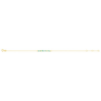 Bracelet or 375 jaune pierres synthétiques vertes 19cm