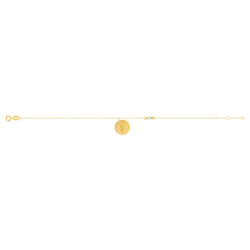 Bracelet or 375 jaune pierres synthétiques vertes 19cm
