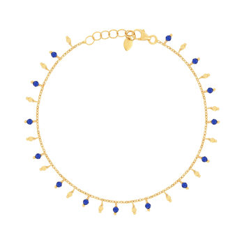 Bracelet or 375 jaune pierres synthétiques bleues 19cm