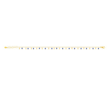 Bracelet or 375 jaune pierres synthétiques bleues 19cm