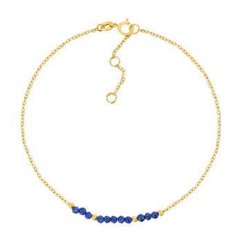 Bracelet or 375 jaune pierres synthétiques bleues 19cm