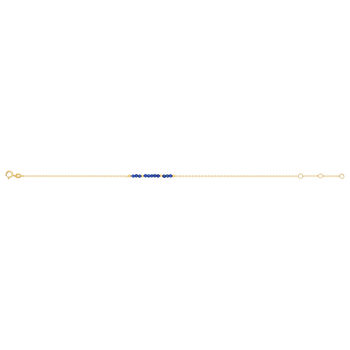 Bracelet or 375 jaune pierres synthétiques bleues 19cm