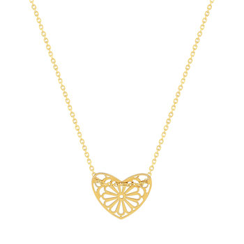Collier or 750 jaune motif coeur 45cm