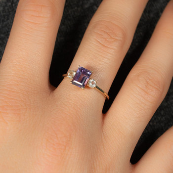 Bague or 375 jaune améthystes
