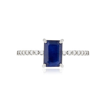 Bague or 750 blanc saphirs et diamants