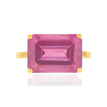 Bague or 750 jaune topazes rose