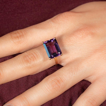 Bague or 750 jaune améthystes