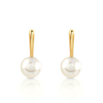 Boucles d'oreilles or 750 jaune dormeuses perles de culture du Japon