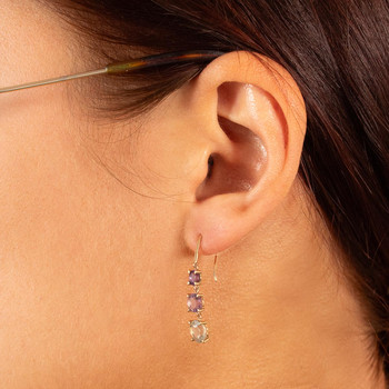 Boucles d'oreilles or 750 jaune améthystes