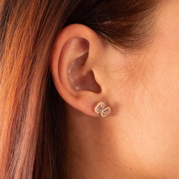 Boucles d'oreilles or 750 jaune améthystes topazes et ziconias