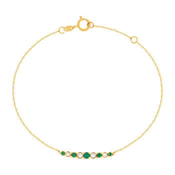Bracelet or 750 jaune émeraudes et diamants 18cm