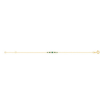 Bracelet or 750 jaune émeraudes et diamants 18cm
