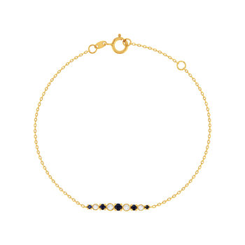 Bracelet or 750 jaune saphirs et diamants 18cm