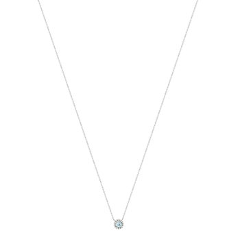 Gold necklace 375 white topaz sky blue and zirconias 45cm