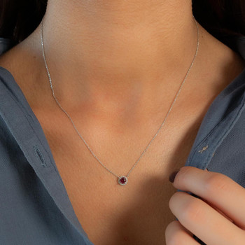 Collier or 375 blanc grenat rhodolite zirconias 45cm