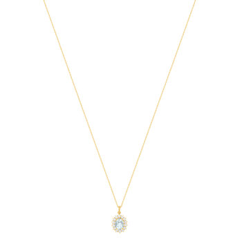 Collier or 375 jaune aigue marine et zirconias 43cm