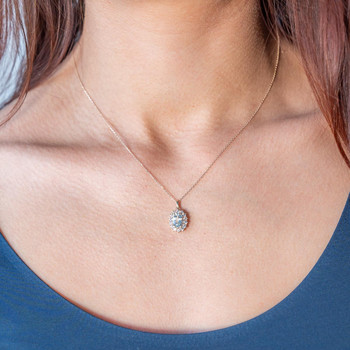 Collier or 375 jaune aigue marine et zirconias 43cm