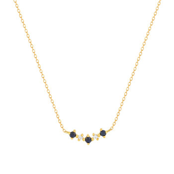 Collier or 375 jaune saphirs et zirconias 45cm