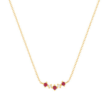 Collier or 375 jaune rubis et zirconias 45cm