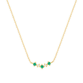 Collier or 375 jaune émeraudes et zirconias 45cm